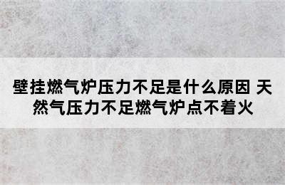 壁挂燃气炉压力不足是什么原因 天然气压力不足燃气炉点不着火